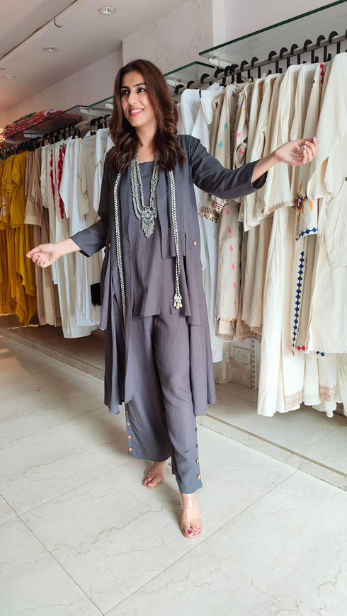 Grey Three Piece Shell Co ord Set